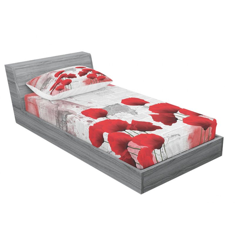 Poppy Microfiber Floral Sheet Set, Twin XL Sheet Set + Fitted Sheet + 1 Pillowcase