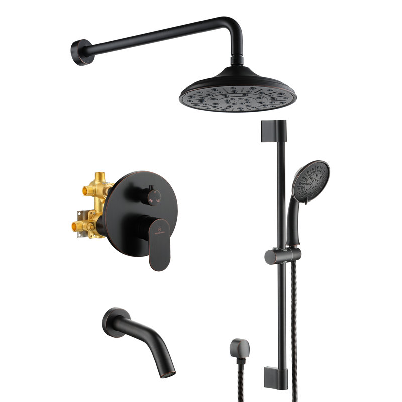 Système de douche complet Calliope Retro avec valve brute, Bronze frotté à l'huile