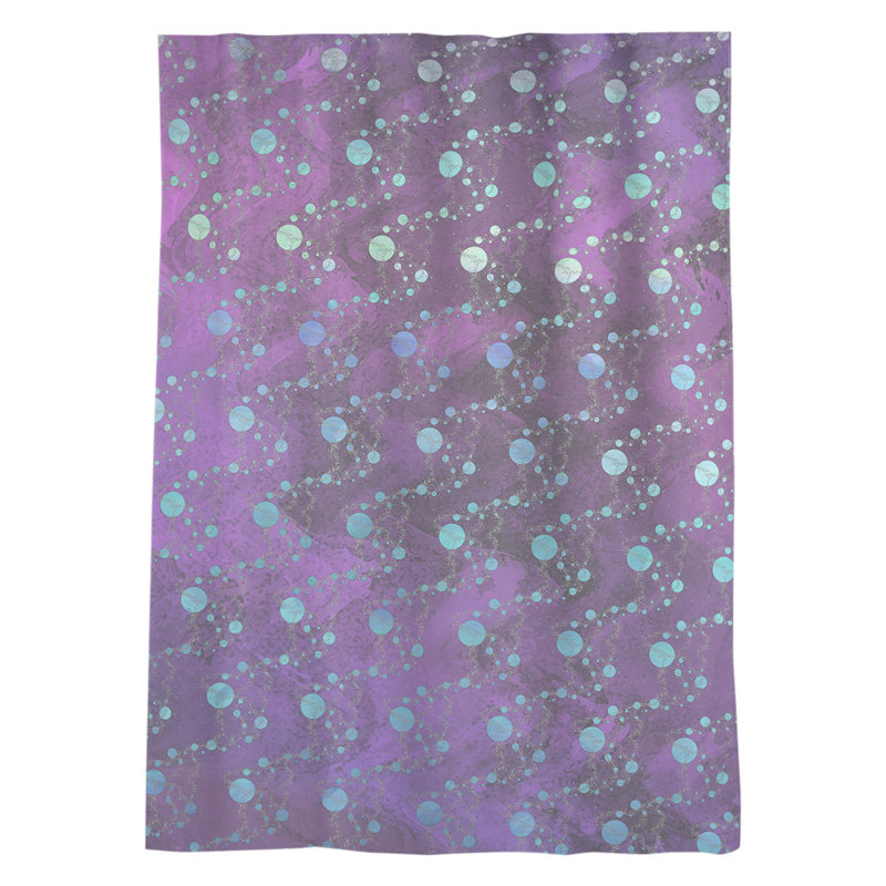 Panneau de rideau simple avec passe-tringle pour fenêtre planètes et étoiles Leffel, Gris / mauve / lilas