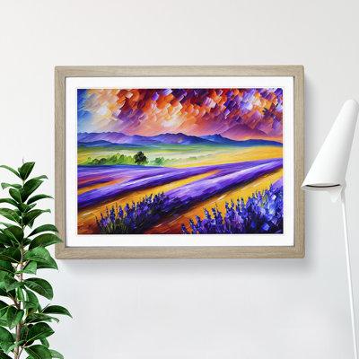 Striking Lavender Flower Field Abstract - Single Picture Frame Painting