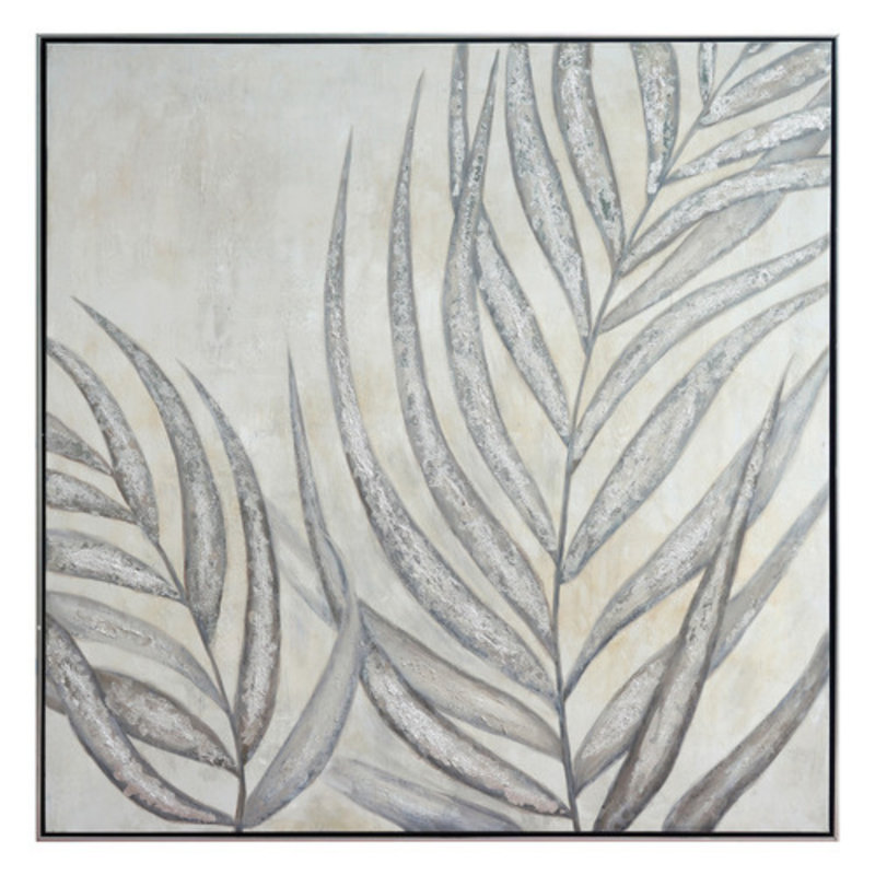 Art mural gris feuilles de palmier