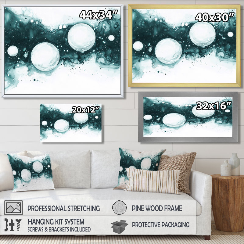 Célèbre rêverie de planètes - art mural espace, Reproduction encadrée d'une seule photo sans pass, Noir, H 12 po x l 20 po