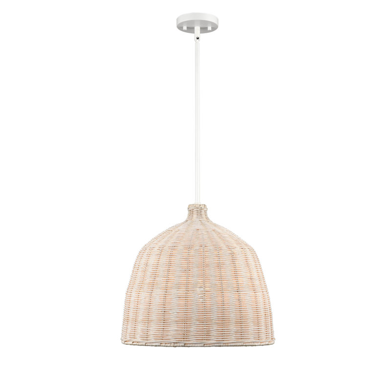 1 Light 16" Wide White Pendant