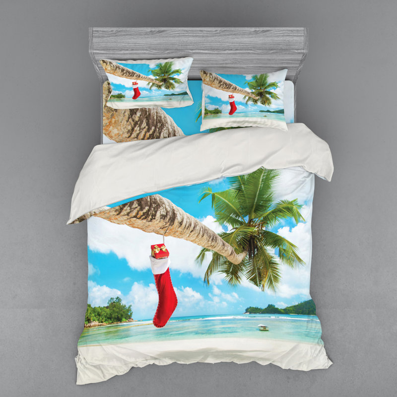 Coastal Floral Duvet Cover, Queen Duvet Cover + 3 Additional Pieces