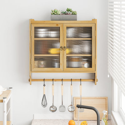 Glass Door Vintage Double Door Wall Cabinet Farmhouse Cabinet Spice Rack for Wall Spice Cabinet by Gracie Oaks