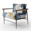 Fauteuil d'appoint rembourré abstrait abstrait bleu et or-154547611