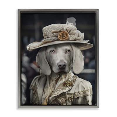 Dog with Floral Hat Canvas Wall Art by Karen Burke