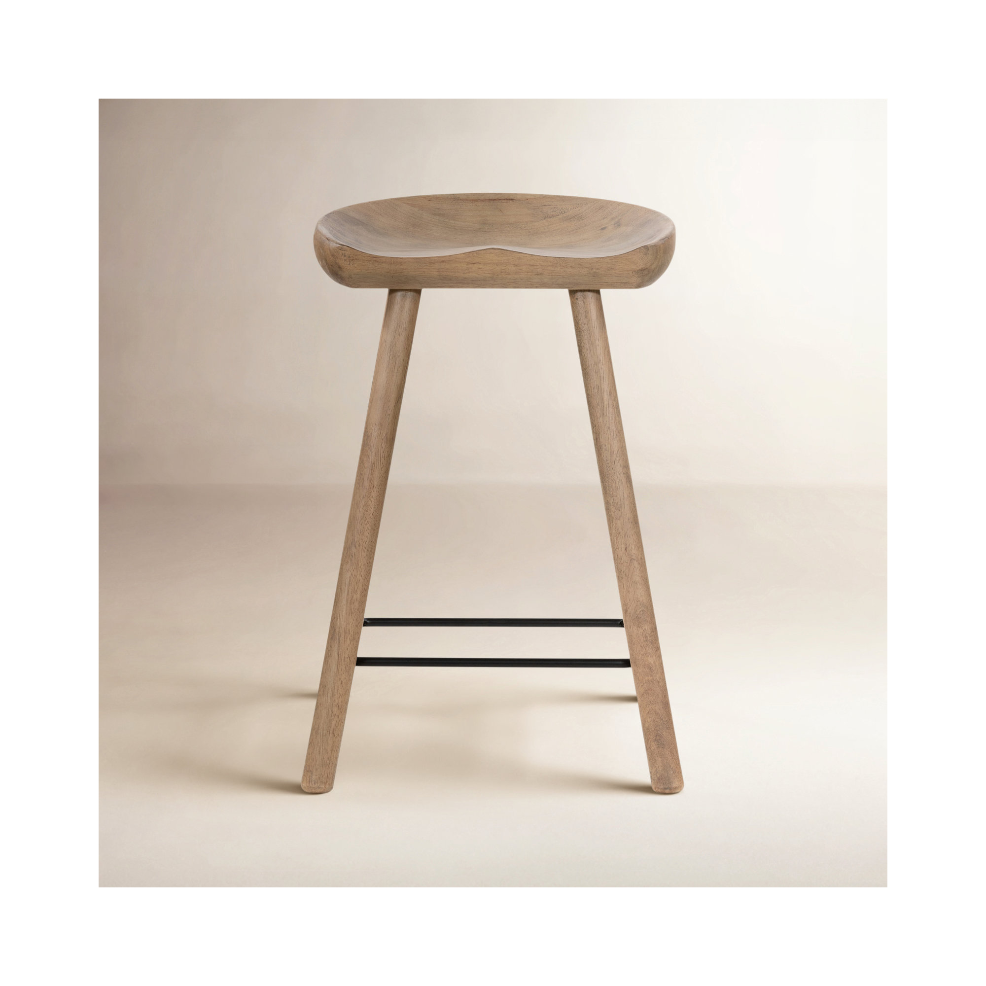 Casimer Solid Wood Stool, Natural Matte, Counter Stool (26” Seat Height)
