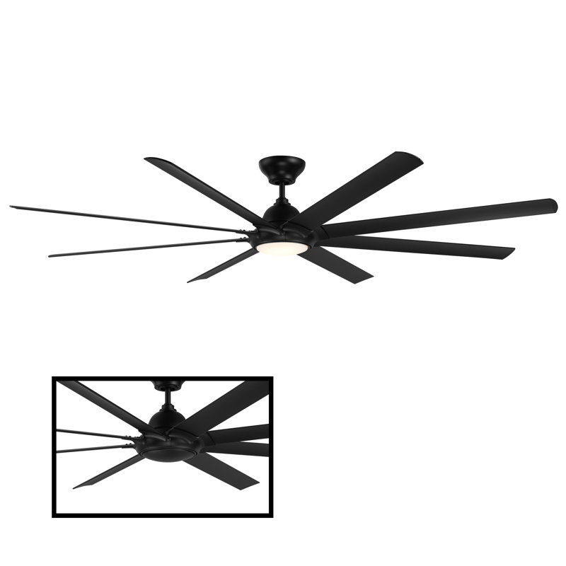 Hydra 8 - Blade Outdoor LED Smart Standard Ceiling Fan with Wall Control and Light Kit Included, Works With Alexa and iOS or Android App