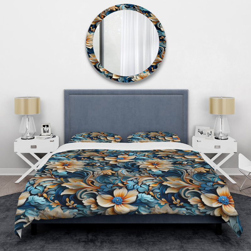 Ensemble de housse de couette Blue Springtime, Housse de couette pour très grand lit et 2 très