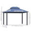 Auvent pour pavillon de jardin 10 pi x 12 pi avec toit double en polycarbonate, structure, pavillon de jardin permanent avec filet et rideaux pour patio, jardin, cour, terrasse, pelouse, gris
