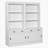 83.4"Tall Bookshelf Suite with LED Lighting, Modern Bookcase Suite with Sliding Doors,Drawers and Open Shelves,Storage Bookshelf for Living Room,Home Office,White