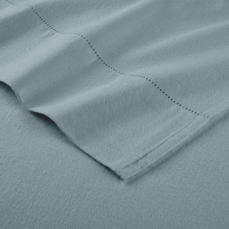 Pointehaven 180 GSM Cotton Dusk Blue Flannel Deep Pocket 4 pc Sheet Set, Full, Dusk Blue, Full Sheet Set with 2 Pillowcases