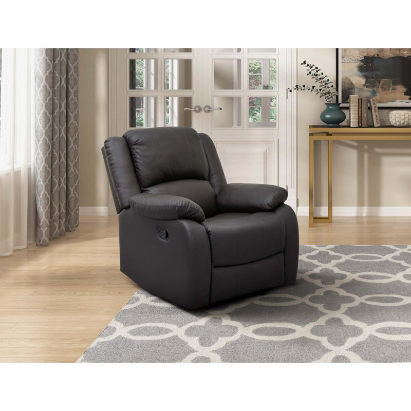 Izak 35" Transitional Glider Chenille Fabric Reclining Chair with Gentle Gliding Motion & Tab Pull Recline