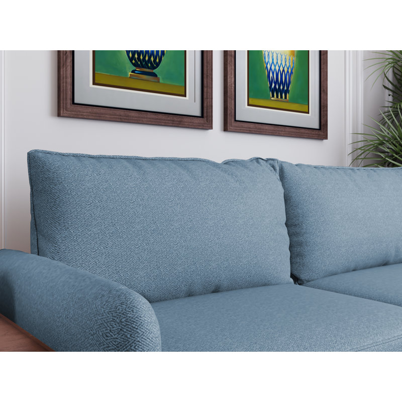 69.5' Round Arm Contemporary Style Sofa, Light Blue