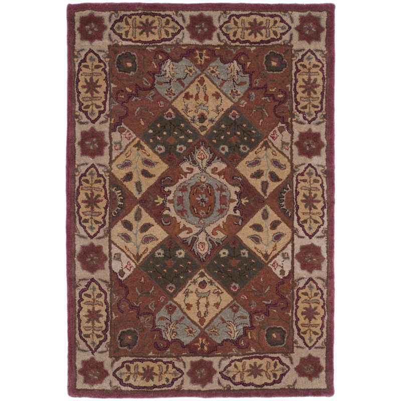 Wahcheechee Hand Tufted Wool/Cotton/Latex Oriental Rug in Rust/Ivory, Rectangle 4' x 6'