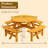 8 Person Wooden Picnic Table, Outdoor Camping Dining Table with Seat, Garden, DIY w/ 4 Built-in Benches-1509701181
