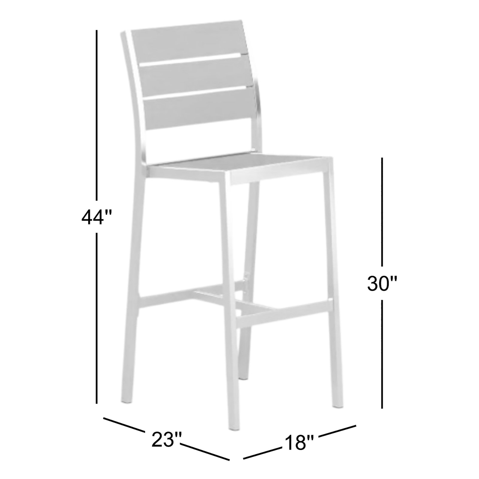 Betty 30" Patio Bar Stool, Gray/Silver