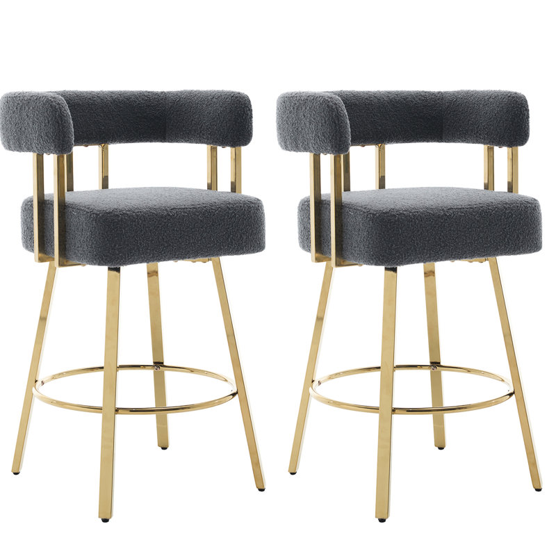 Gray Fleece Upholstered Chairs With Gold Metal Square Legs, No Wheels, Ideal For Office And Reception, Comfortable Lying Experience Decorative High - Quality Frame Rebound Sponge