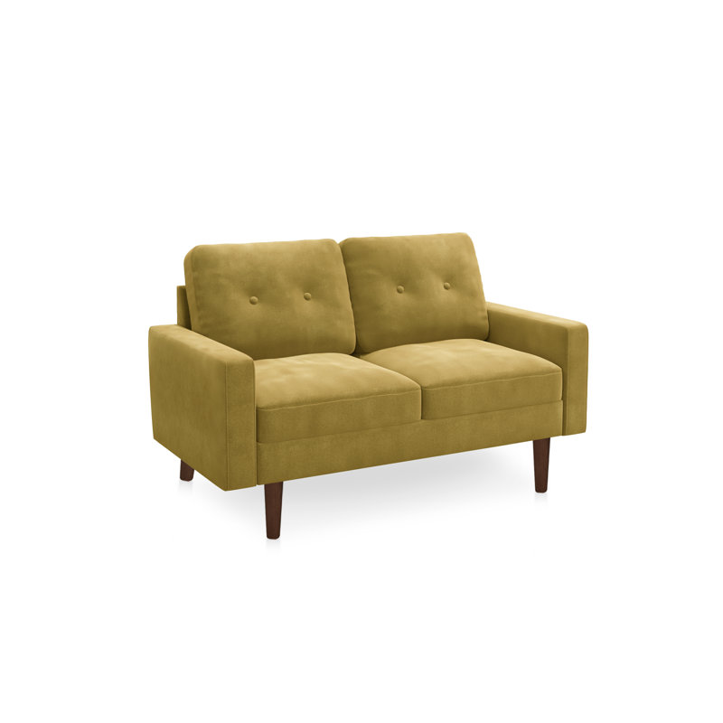 Madian Velvet Sofa, Goldenrod Velvet, 32.7" H x 58" W x 30" D