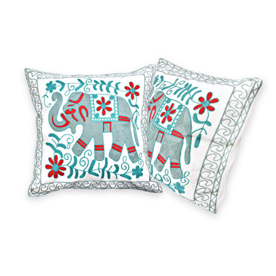 Embroidered Cotton Outdoor Pillow Cover