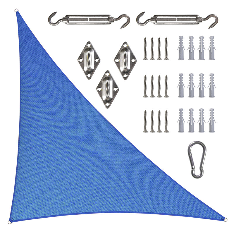 Royal Shade Triangle Sun Shade Sail With Hardware Kit Pack, Blue, 24 ft. x 24 ft. x 24 ft.