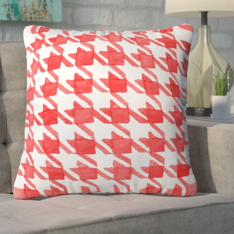 Social Proper Candy Houndstooth Throw Pillow, 26" x 26"