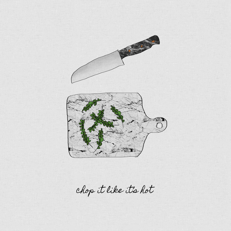«Chop It Kitchen Quote», impression sur toile tendue, H 36 po x l 36 po, Oui, Cadre simple argenté