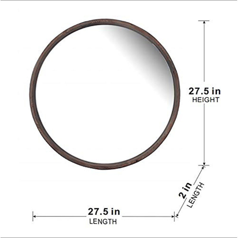 28 "miroir rond en bois, miroir mural pour la salle de bain