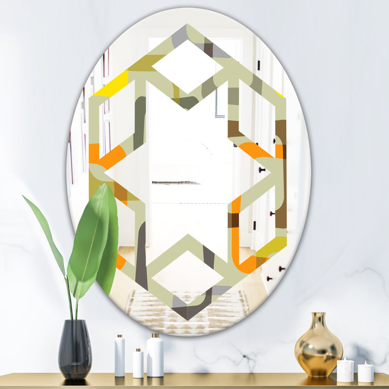 Miroir mural Hexagon Star Coastal, 31,5 po x 23,7 po, Fleurs fantastiques
