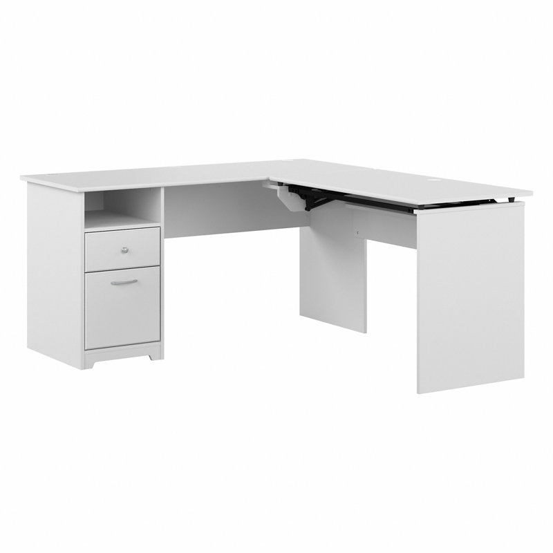 Bureau de direction en L Katia, H 30 po x l 60 po x P 69,17 po, Blanc