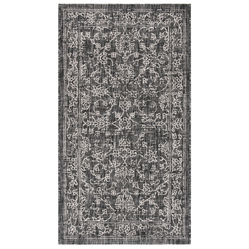Abhik Indoor/Outdoor Rug, Rectangle 79 x 152 cm, Black / Ivory