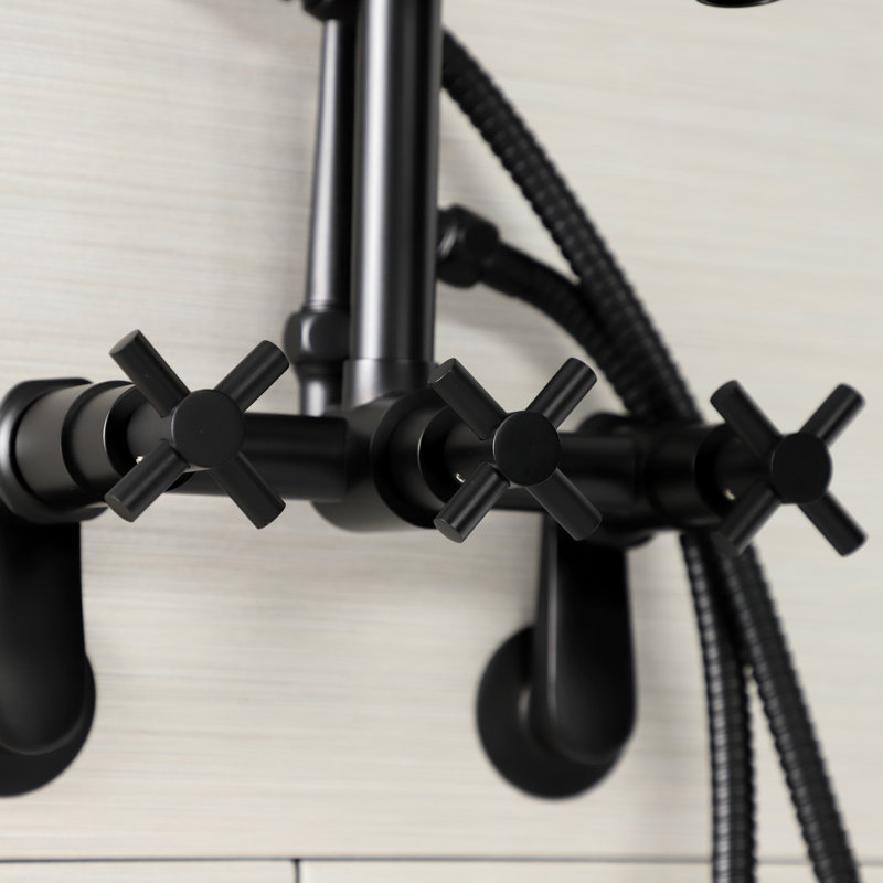 Kingston Brass Concord Wall Mount Clawfoot Tub Faucet, Matte Black, Cross