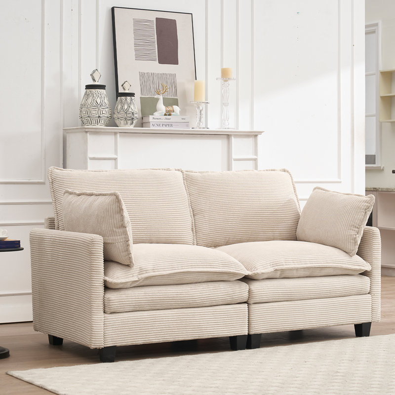 Canapé modulaire en velours côtelé avec coussins lombaires Conrad