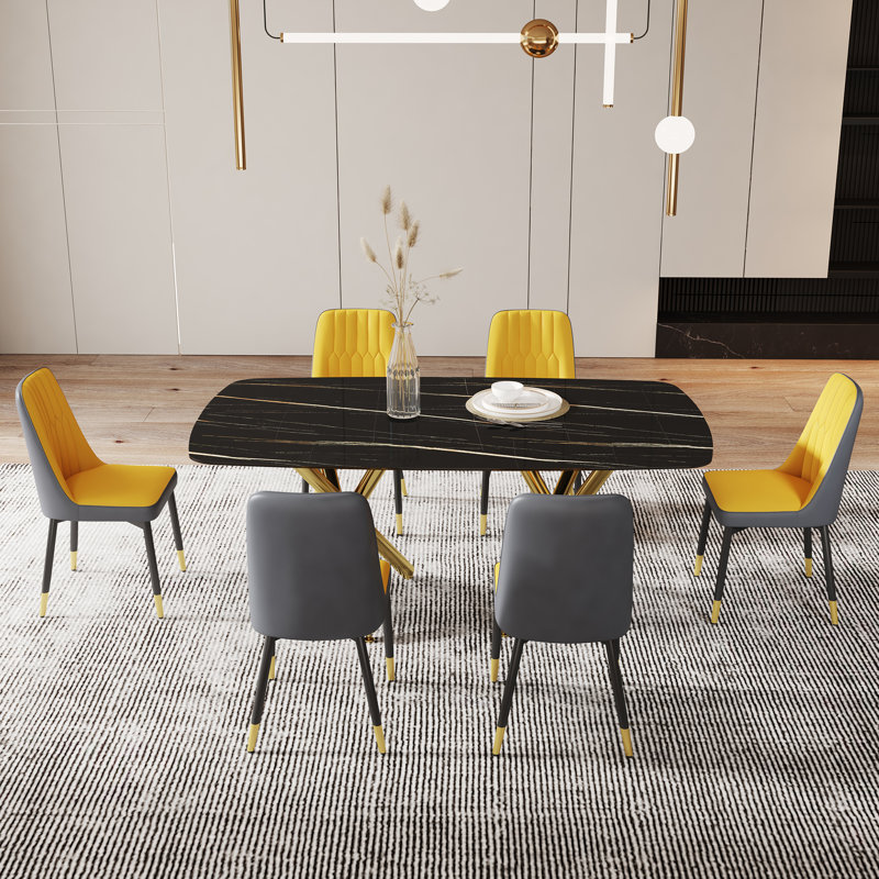 Adylin 6 - Person Glass Top Double Pedestal Dining Set