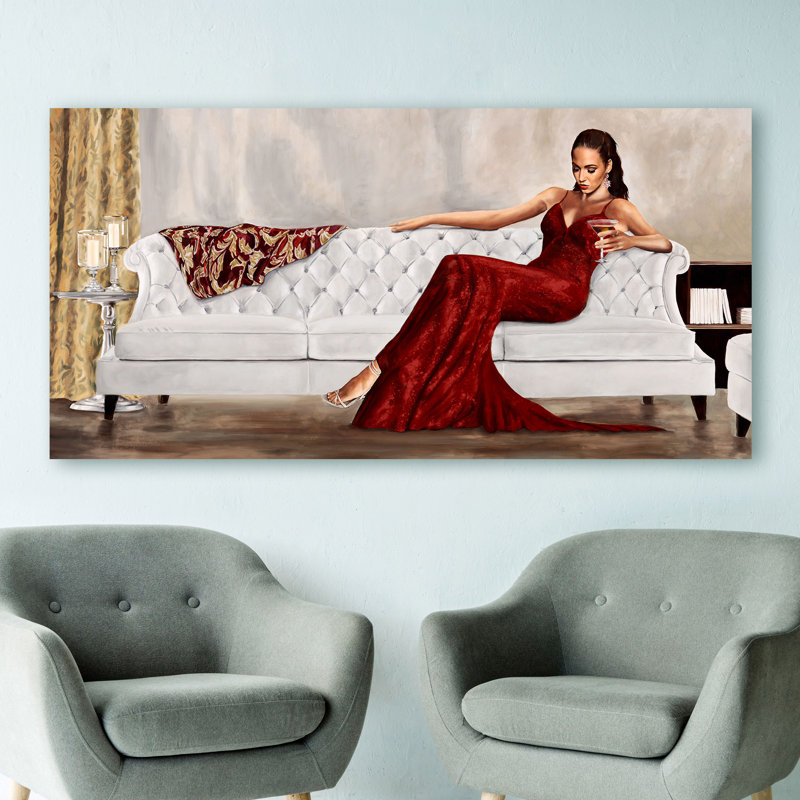 Red Gala by Sergio Jannace - Wrapped Canvas Painting, 35cm H x 70cm W x 4cm D