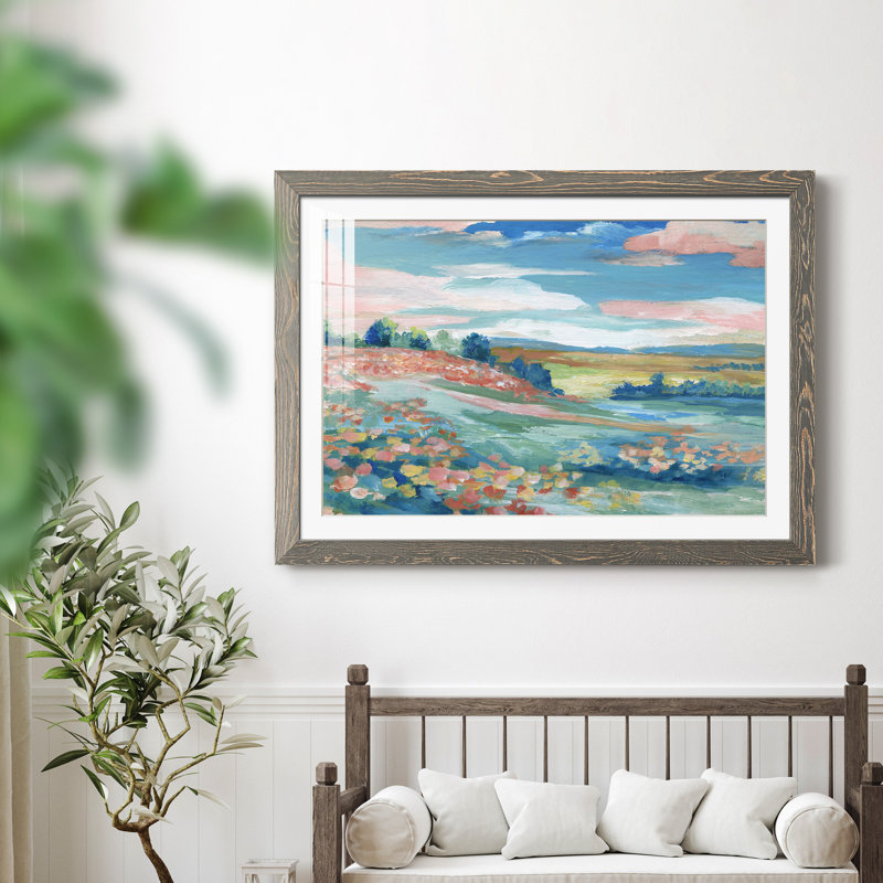 Vue pastorale - Peinture encadrée, H 31,5 po x l 23,5 po x P 1,5 po, Encadré gris