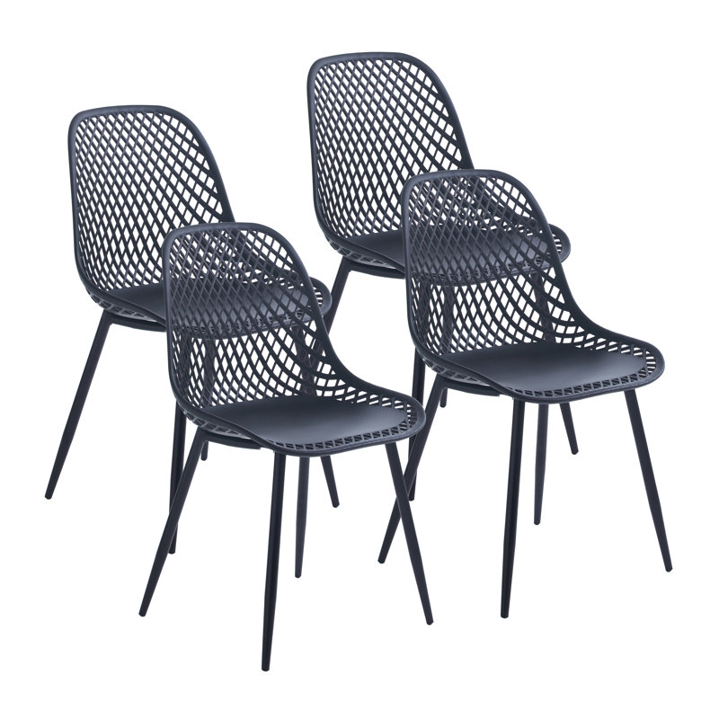 44cm H Cross Back Side Chair, Black