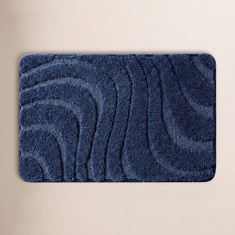 Gagetown Microfiber / Microsuede Non-Slip Bath Rug, 16" W x 24" L, Blue