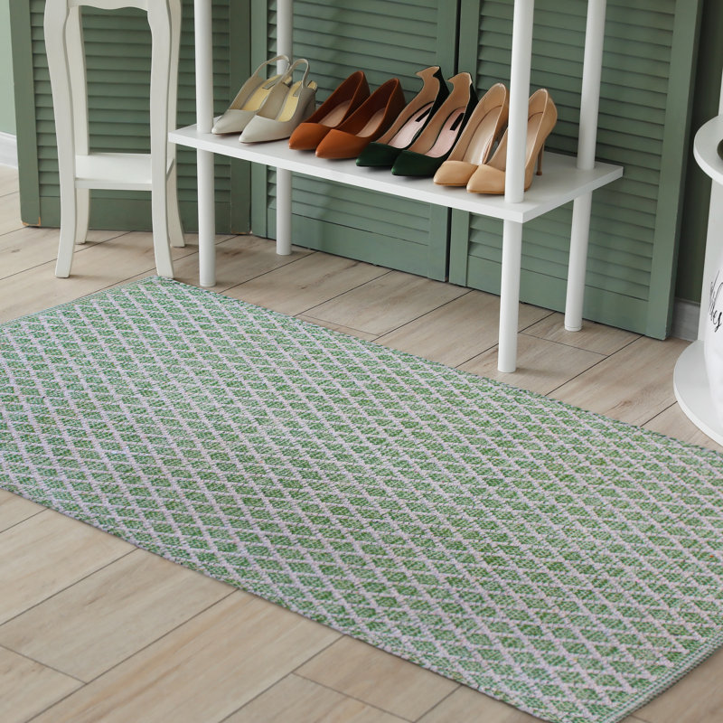 Tapis vert en coton Winfrey, Rectangle 4 pi x 5 pi 11 po
