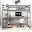 Lit mezzanine double avec bureau et tablettes, deux tiroirs intégrés, gris-96655381