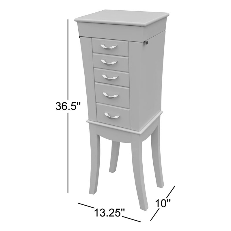 Armoire pour bijoux avec miroir Sewa, Blanc