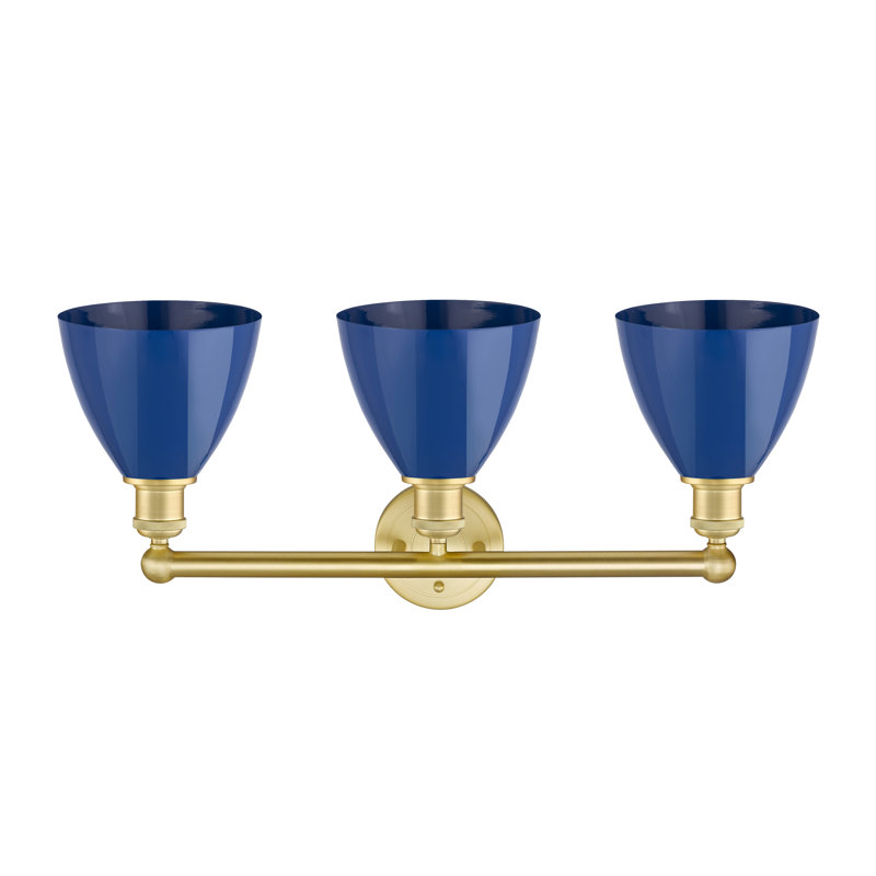 Éclairage pour meuble-lavabo 3 lumières 25,5 pouces Anglie Dome, Bleu, Or satiné