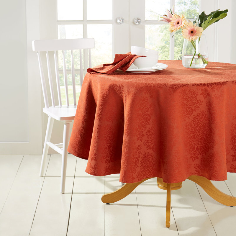 East Broadway Cotton Blend Tablecloth, Round 70", Orange