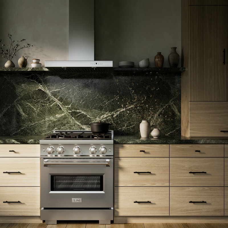 ZLINE 30 in. Classic Gas Range with DuoPro Cooktop and Convection Oven in Black Stainless Steel, Stainless Steel, Dual Fuel
