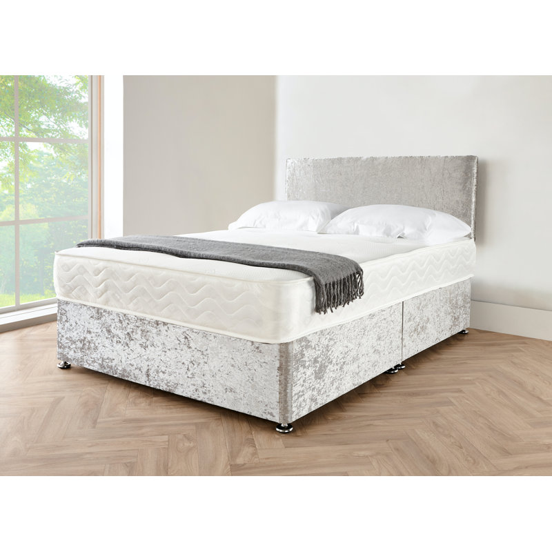 Dornhof Upholstered Bed with Mattress, 140 x 190cm, Grey Linen