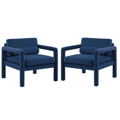 Solaris Upholstered Velvet Accent Armchair Set of 2