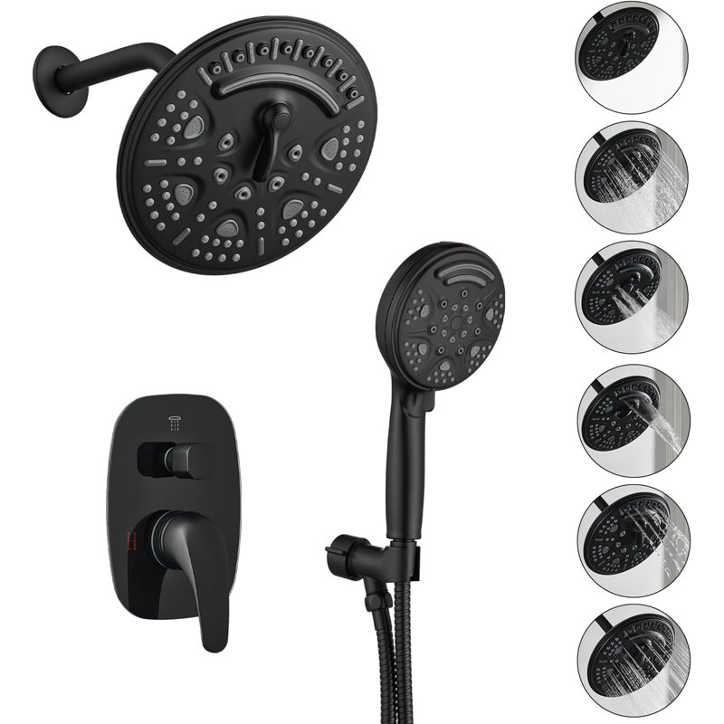Matte Black Stainless Steel Multi-Head Rain Shower System