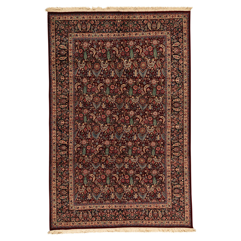 Tapis unique vin / beige noué à la main de haute qualité