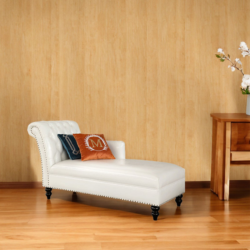 Chaise longue rembourrée Tidus, Accoudoir à gauche (vu de face), Beige